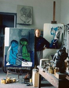 A portrait of Pablo Picasso in his studio. Photographed by Alexander Liberman, Vogue, October 2013.