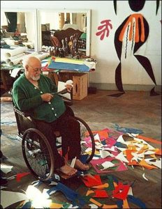 Henri Matisse at work on new projects in 1953 when he was 83