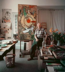 Marc Chagall in his studio, 1955. Photo by Mark Shaw